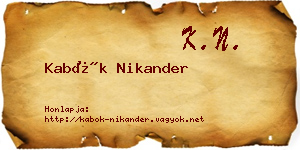 Kabók Nikander névjegykártya